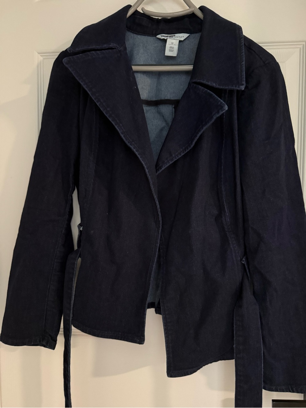 Women’s Navy Denim Belted Jacket - WHBM - Size 12